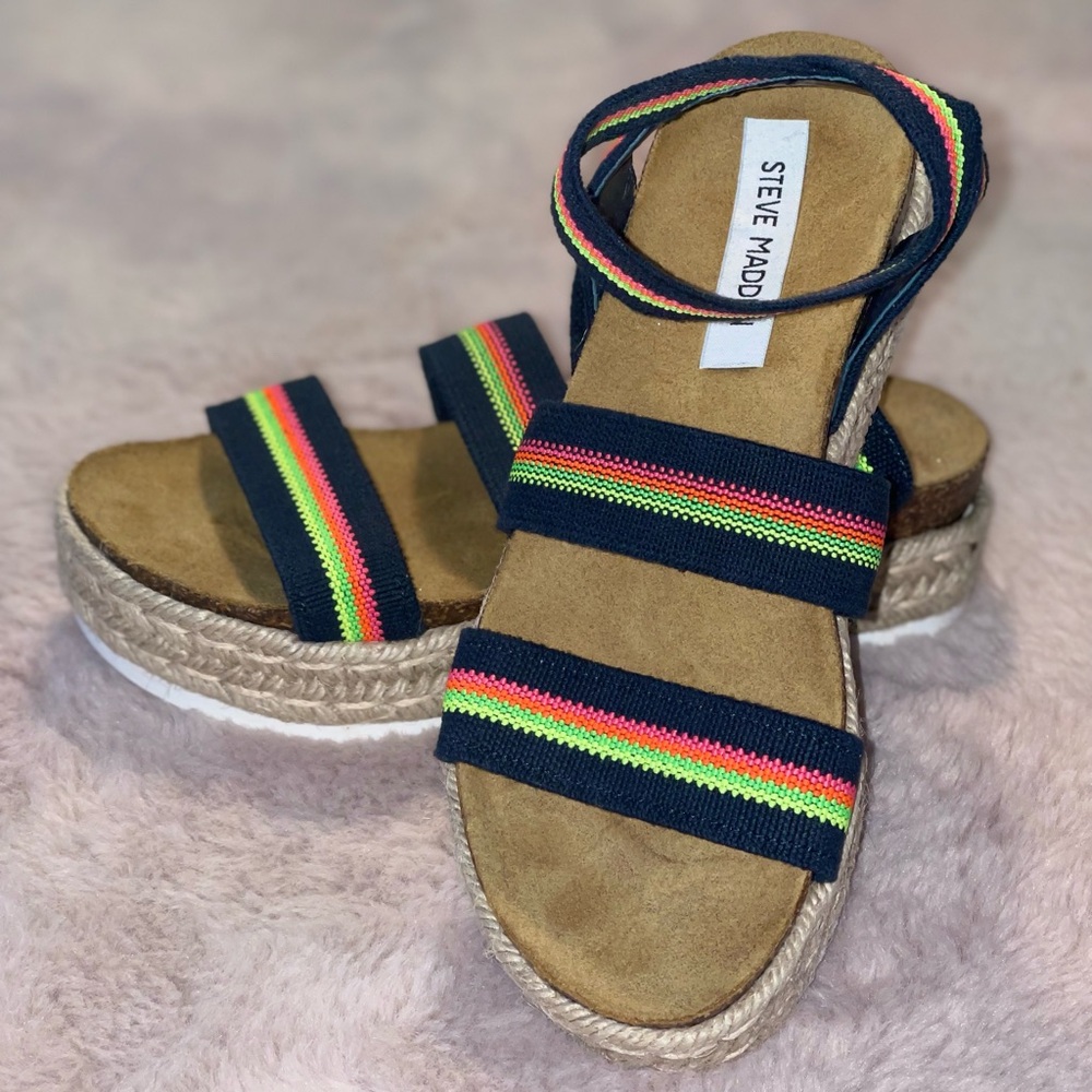 Steve Madden Strappy Sandals with Rainbow Stripes